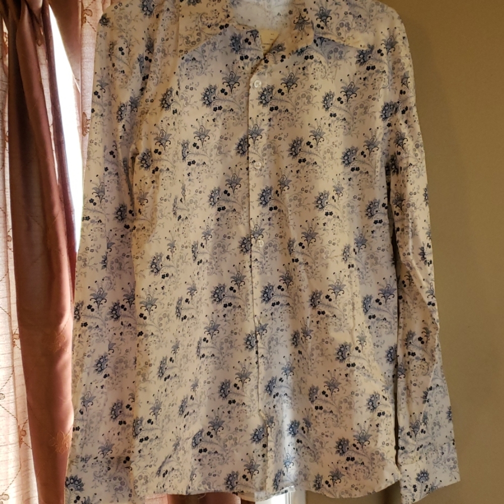 Men's Floral Design Button Down Shirt